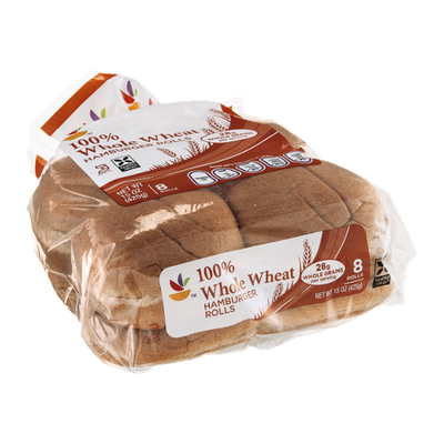 Ahold 100% Whole Wheat Hamburger Rolls - 8 CT
