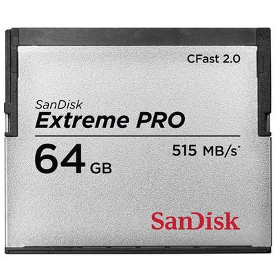 SanDisk 64GB ExtremePRO CFast 2.0 Memory Card, 515MB/s Read, 240MB/s Write