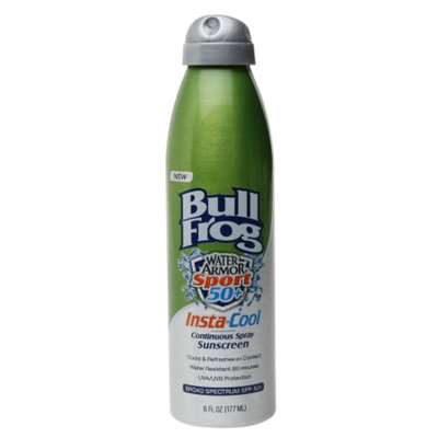 Bull Frog Water Armor Sport InstaCool Continuous Spray Sunscreen, SPF 50, 6 oz