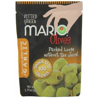 Mario Camacho Green Pitted Olives Seasoned with Garlic and Thyme, 1.75-Ounce Packages (Pack of 10)