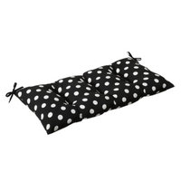 Pillow Perfect Outdoor Tufted Bench/Loveseat/Swing Cushion - Black/White Polka Dot