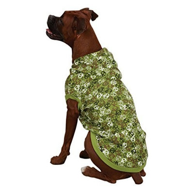 Casual Canine Polyester/Cotton Bone Heads Waffle Dog Hoodie, Small, 12-Inch, Green