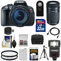 Canon EOS Rebel T5i Digital SLR Camera & EF-S 18-135mm & 55-250mm IS STM Lens with 32GB Card + Battery + Case + Flash + Filters + Tripod Kit