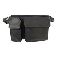Piel Leather Leather Waist Bag w Hidden Zip-Pocket in Chocolate