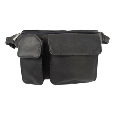 Piel Leather Leather Waist Bag w Hidden Zip-Pocket in Chocolate