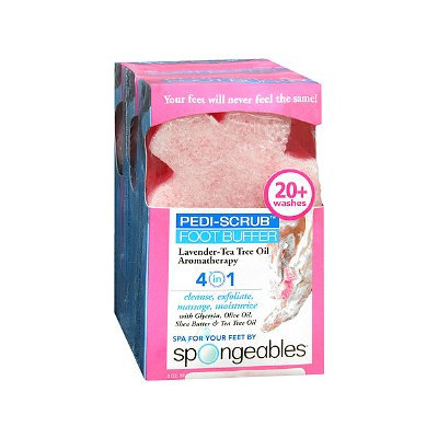 Spongeables Pedi-Scrub 4-in-1 Pink Foot Buffer 3 Pack