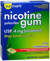 Sunmark Nicotine Polacrilex Gum, 4 mg, Cool Mint 100 each by Sunmark