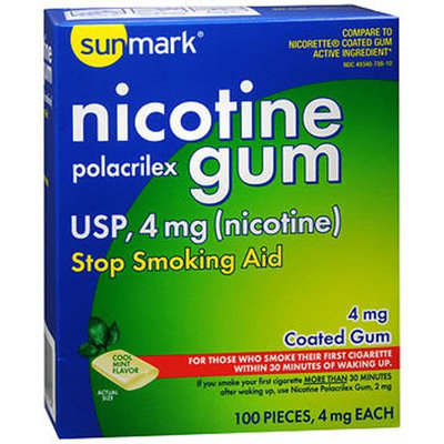 Sunmark Nicotine Polacrilex Gum, 4 mg, Cool Mint 100 each by Sunmark