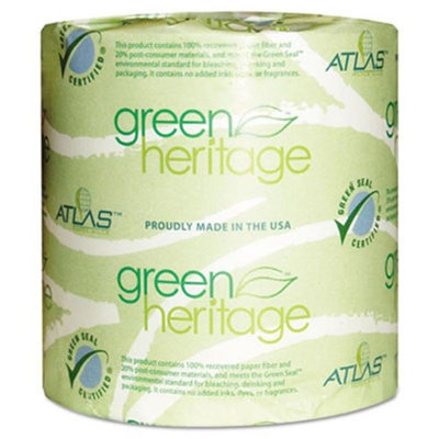 Atlas Paper Mills Green Heritage Bathroom Tissue, 2-Ply, 500 Sheets/Roll, 48 Rolls/Carton