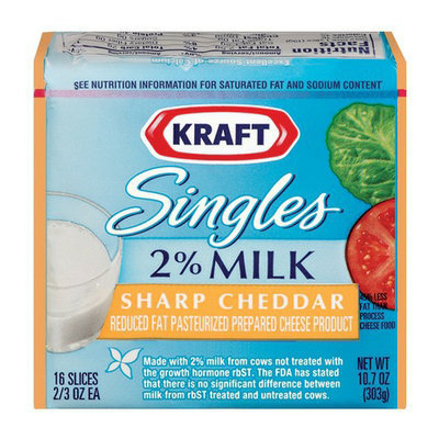 Kraft Singles 2% Milk Sharp Cheddar Cheese Slices 10.7 oz