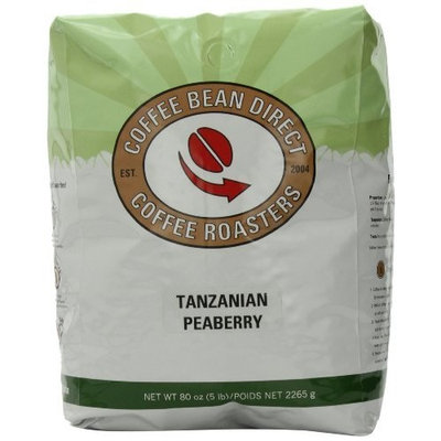 Coffee Bean Direct Tanzanian Peaberry, Whole Bean Coffee, 5-Pound Bag