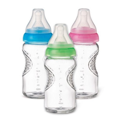 Munchkin Mighty Grip BPA-Free Glass Bottles 3-Pack, 8 oz,Colors Vary (Discontinued by Manufacturer)