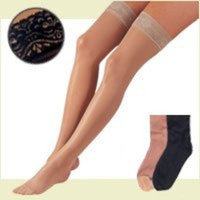 Fla Orthopedics Activa Thigh High Compression Hosiery 15-20mm Hg Lace Top - H2264 Black D - H2264