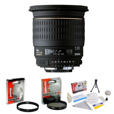 Sigma Super Wide Angle 20mm f/1.8 EX Aspherical DG DF RF AF Lens for Canon + Opteka UV Filter + Opteka CPL Filter + Opteka 5 Piece Cleaning Kit
