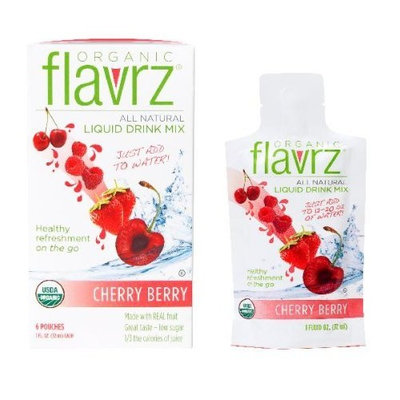 Flavrz Organic Drink Mix Concentrate, Cherry Berry, 6-Count Single Serve Foil Packets (Pack of 6)