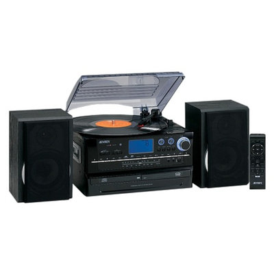 Jensen 3-Speed Stereo Turntable 2 CD System with Cassette and AM/FM Radio JTA-980B