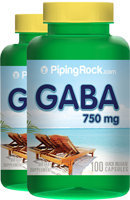 Piping Rock GABA 750mg 2 Bottles x 100 Capsules