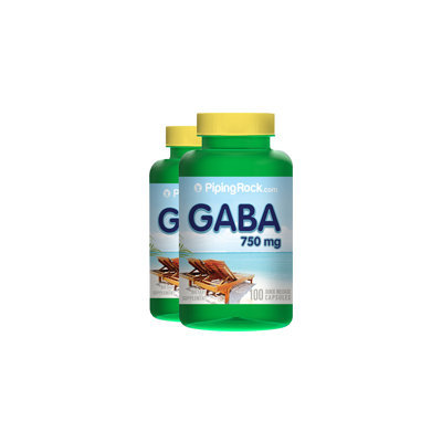 Piping Rock GABA 750mg 2 Bottles x 100 Capsules