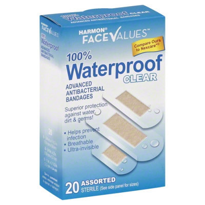 Harmon Face Values Clear Waterproof Assorted Sizes 20Ct