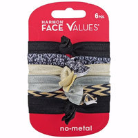 Harmon Face Values Elastic Knotie Black/Silver 6 Pack