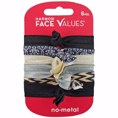 Harmon Face Values Elastic Knotie Black/Silver 6 Pack