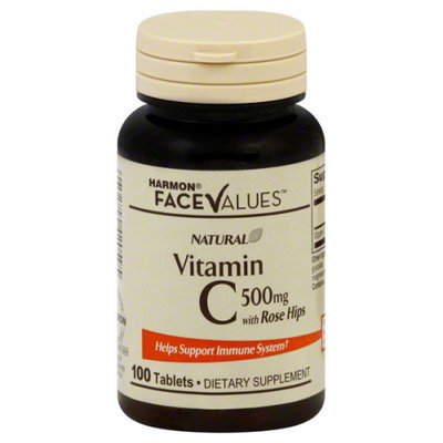 Harmon Face Values: Harmon Face Values Natural Rose Hips With Calcium 500 Mg 100 Tablets