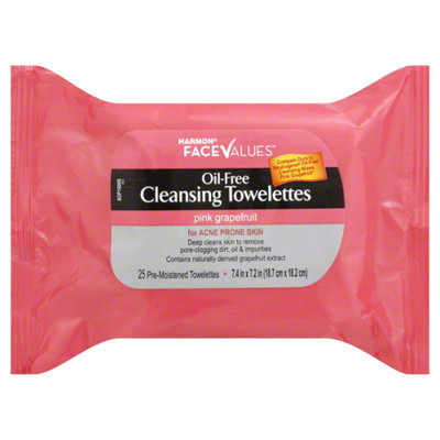 Harmon Face Values Oil Free Cleansing Towelettes Pink 25 count