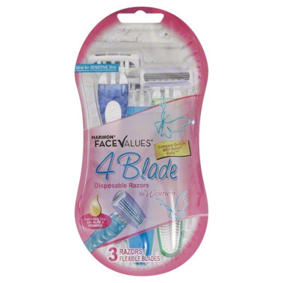 Harmon Face Values Womens 4 Blade Disposable 3Ct
