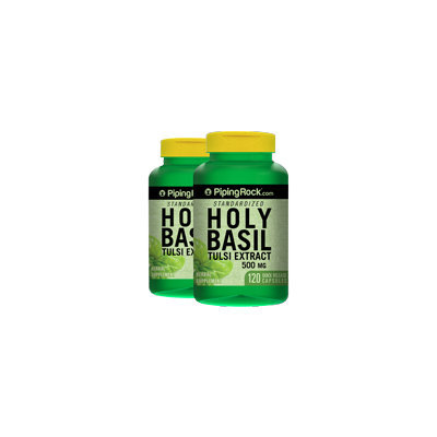 Piping Rock Holy Basil Extract 500 mg 2 Bottles x 120 Capsules