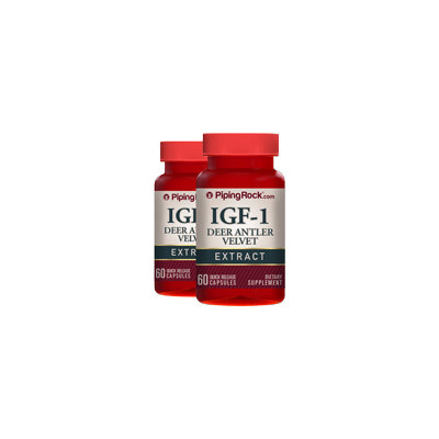 Piping Rock IGF-1 Deer Antler Velvet 2 Bottles x 60 Capsules