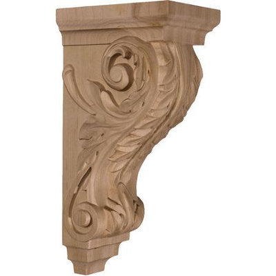 Ekena Millwork 5-in x 14-in Walnut Acanthus Wood Corbel