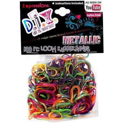 Almar Sales Shimmery Metallic Loom Rubber Bands with Clasps
