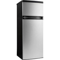 Danby Designer Series DPF073C1BSLDD 7.3 cu. ft. Top Freezer Refrigerator with 3 Adjustable Glass Shelves, 4 Door Bins, Produce Crisper, 1 Wire Freezer Shelf and Reversible Door Swing: Black with Stainless Steel Look
