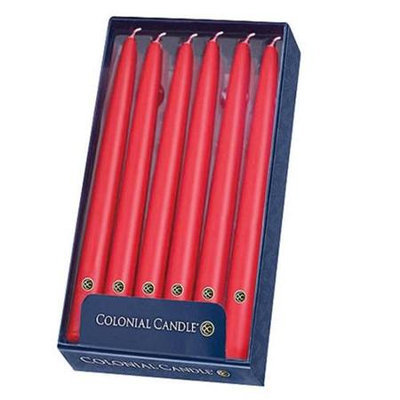 Colonial Candle Classic Wax NAA15.20 15 in. Unscented Handipt Taper Candles - Red