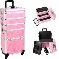 Just Case Sunrise I3361CRPK Pink Crocodile Trolley Makeup Case