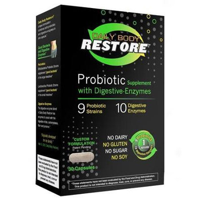 Daily Body Restore - Probiotic Supplement with Digestive Enzymes - 30 Capsules
