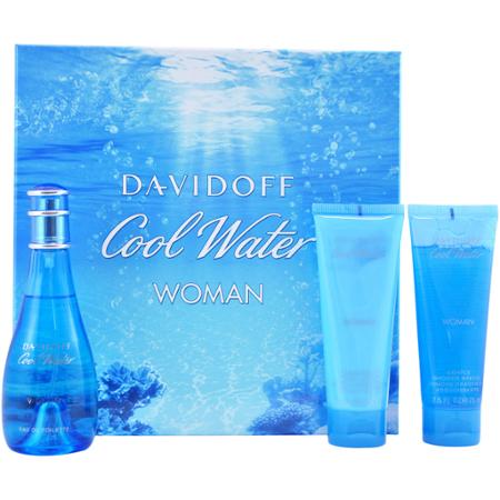 Luxury Perfume Davidoff Cool Water 3 Pcs 3.4 OZ Womans Fragrance Set