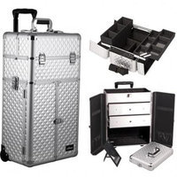 Sunrise Books Sunrise Outdoor Cosmetic Holder Silver Diamond Trolley Makeup Case - I3266