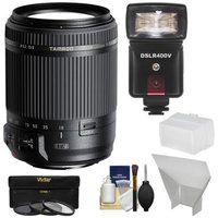 Tamron 18-200mm f/3.5-6.3 Di II VC Zoom Lens (for Canon EOS Cameras) with 3 UV/CPL/ND8 Filters + Flash & LED Video Light + Bounce Diffuser + Reflector + Kit