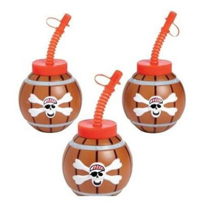 Fun Express 13631456 Pirate Cups with Lids & Straws