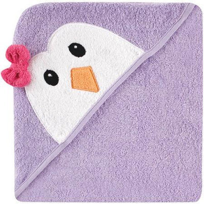 Baby Vision Luvable Friends Animal Face Hooded Terry Towel - Purple Penguin