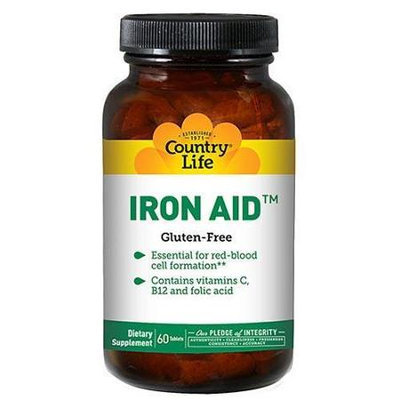 Country life Vitamins Iron-Aid 15 mg - 60 Tablets, 1 Each