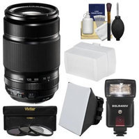 Fujifilm 55-200mm f/3.5-4.8 XF R LM OIS Zoom Lens + Flash + Soft Box + Diffuser + 3 Filters Kit for X-A2, X-E2s, X-M1, X-T1, X-T10, X-Pro2 Camera