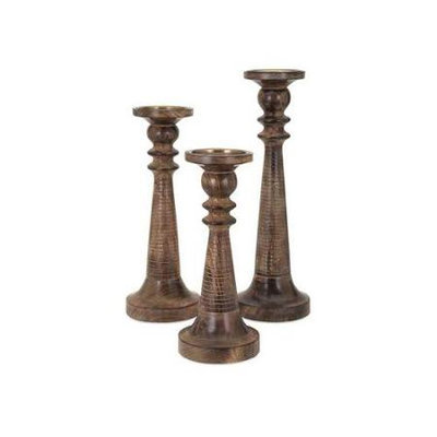 Imax Corporation Mosley Wood Candle Sticks - Set of 3