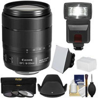 Canon EF-S 18-135mm f/3.5-5.6 IS USM Zoom Lens with Flash + Soft Box + Bounce Diffuser + 3 UV/CPL/ND8 Filters + Hood + Kit