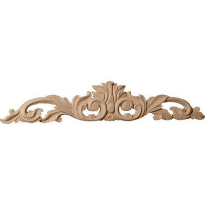 Ekena Millwork 12.25-in x 3.25-in Leaf with Scrolls Wood Applique