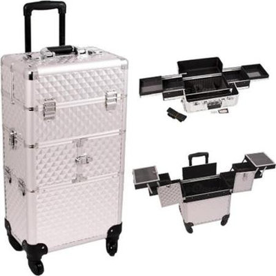 Just Case Sunrise I3164DMSL Silver Diamond Trolley Makeup Case