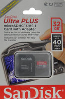 Sandisk - Ultra Plus 32GB Microsdhc Class 10 Uhs-1 Memory Card - Gray/red