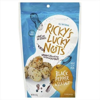 Ricky's Lucky Nuts Rickys Lucky Nuts 5 oz. Dry Roasted Black Pepper & Sea Salt Peanuts Case Of 8