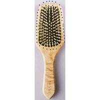 Bass Brushes Brush - Small Square Paddle Brush Cushion Nylon Bristles Light Wood Handle Bass